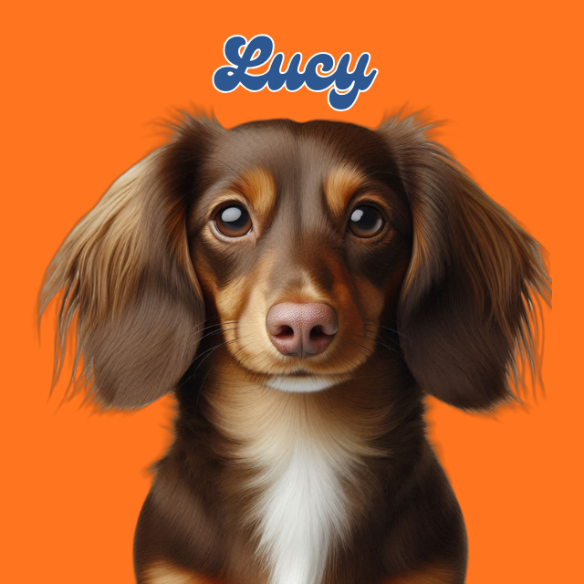 Lucy, a dachshund mascote da Lucy Assist